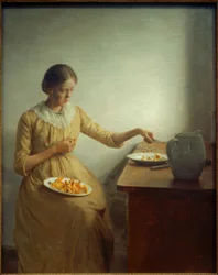 Niña limpiando rebozuelos